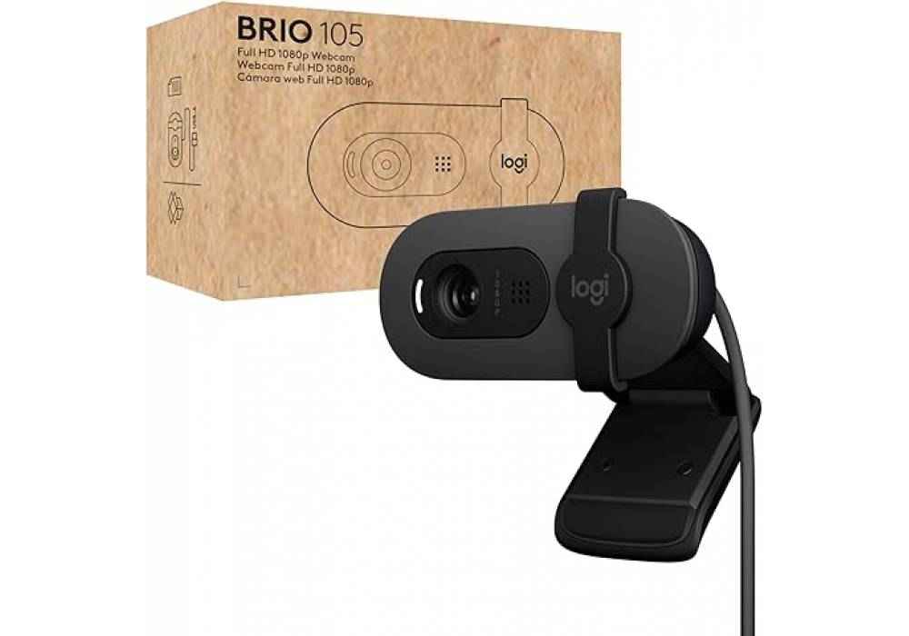 Logitech Brio 105 Full HD 1080p Webcam for Meetings and Streaming, Auto-Light Balance, Built-in Mic, Privacy Shutter Logitech Brio 105 Full HD 1080p Webcam for Meetings and Streaming, Auto-Light Balance, Built-in Mic, Privacy Shutter