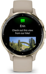 Garmin Venu 3S Running GPS Smartwatch with AMOLED Display, Advanced Health, Fitness Features, Up to 14 Day Battery Life with Signature Power Bundle | Soft Gold with French Gray Silicone Band