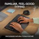 Logitech Wave Keys Wireless Ergonomic Keyboard with Cushioned Palm Rest, Comfortable Natural Typing, Easy-Switch, Bluetooth, Logi Bolt Receiver, for Multi-OS, Windows/Mac, AR Layout - Graphite