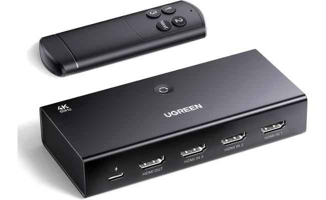UGREEN HDMI Switch 4K@60Hz, 3 in 1 Out HDMI Splitter with Remote Support 3D HDR Dolby Atmos HDCP2.2