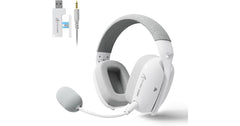 ATTACK SHARK L80PRO Wireless Gaming Headset Lightseed Tech- Built-in&Detachable Dual Microphone-Lightweight Headphone with Tri-Mode(2.4GHz USB C&A Dongle/BT/Wired)-for PC Mac Switch Win-White