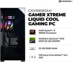 Gamer Xtreme Gaming PC, AMD Ryzen 9 9900X 4.4GHz, GeForce RTX 5070 12GB, 32GB DDR5, 1TB PCIe 4.0 SSD, WiFi Ready & Windows 11 Home (GXiVR8080A41)