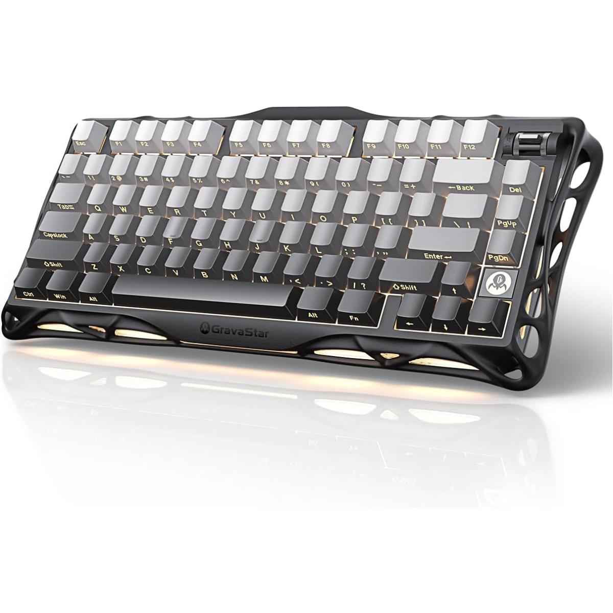 GravaStar Mercury K1 75% Wireless Mechanical Gaming Keyboard, Aluminum Alloy, Gasket Compact Custom Keyboard Hot-Swap Socket, Linear Switches, RGB Backlit - Gradient Black | K175GradBlk |