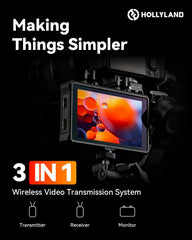 Hollyland Mars M1 Enhanced Wireless Transmitter & Receiver & Monitor, 3-in-1, SDI/HDMI Wireless Video Transmission System with 450ft (150m) Los Range and 0.08s Ultra-Low Latency, Solo Kit