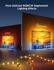 TV Backlight 3 Lite with Fish-Eye Correction Function Sync to 75-85 Inch TVs, 16.4ft RGBICW Wi-Fi LED Strip Lights with Camera, 4 Colors in 1 Lamp Bead, Voice and APP Control, Adapter