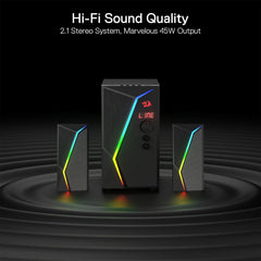 Redragon GS520 PRO Computer Gaming Speakers with Subwoofer, 2.1 Channel RGB - CompuMe