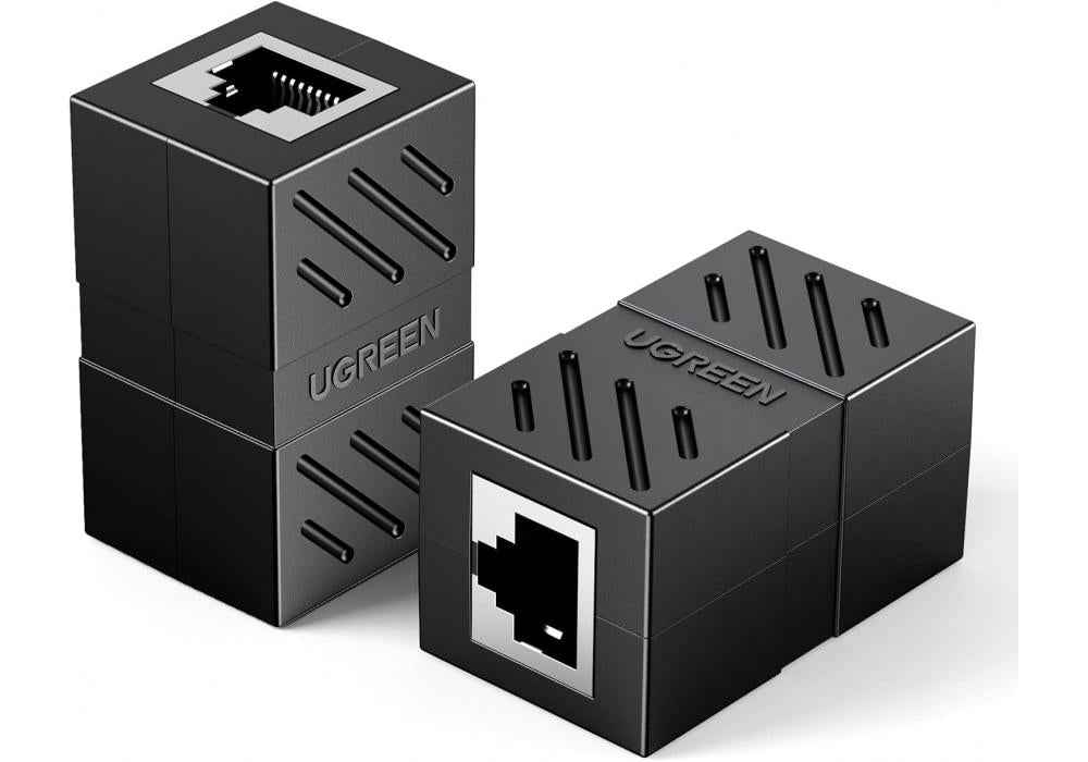UGREEN RJ45 Coupler 2 Pack, Ethernet Extender 1000Mbps in Line Coupler Cat7 Cat6 Cat5e Cable Connector Ethernet Adapter Female to Female Black