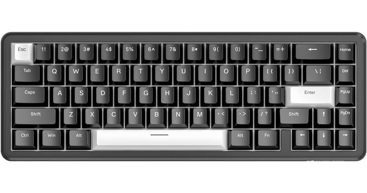 ATTACK SHARK X65 HE Wired Rapid Trigger Magnetic Switch 65% Mechanical Gaming Keyboard, Hall Effect Top Mounted RGB Hot Swap,Adjustable Actuation,8KHZ Polling Rate,PBT Keycaps for Win/Mac(Black) (عربي)