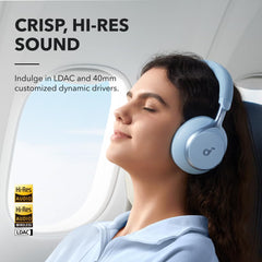 by Anker, Space One, Active Noise Cancelling Headphones, 2X Stronger Voice Reduction, 40H ANC Playtime, App Control, LDAC Hi-Res Wireless, Comfortable Fit, Clear Calls, Bluetooth 5.3 (Blue)