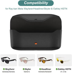 Charging Case for Ray-Ban Meta Wayfarer/Skyler/Headliner (Gen 2 & Gen 1), Oakley Meta HSTN - 3000mAh Portable Charger Case for RayBan Smart AI Glasses