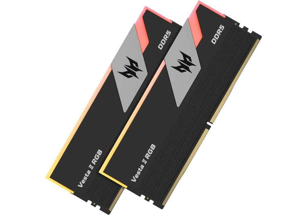 Acer Predator Vesta II DDR5 6000MHz 32GB (16GBx2) RGB RAM CL36 Intel XMP 3.0 AMD EXPO Compatible Computer Memory PC5-48000 Black - BL.9BWWR.652