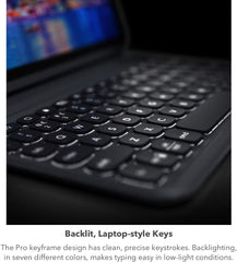 Pro Keys Detachable Case & Wireless Keyboard for Apple iPad 10.2" (Gen 9, 8, 7) - Bluetooth Pairing, Backlit Laptop-Style Keys, Apple Pencil Holder, 6.6ft Drop Protection, Black