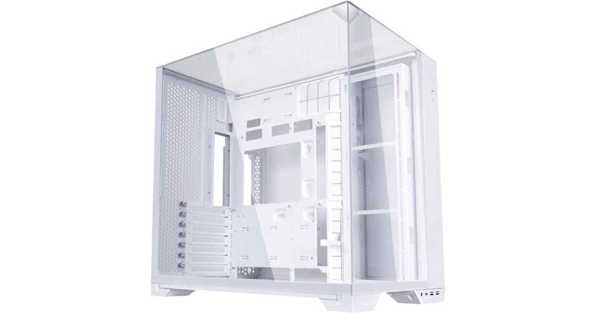 Lian Li O11 VISION Compact (White) Cool & Clear ATX Mid Tower 3 Sided Tempered Glass Gaming Case, Columnless Design, Dual Chamber, Dual Rear Fan Modes (High Or Low)