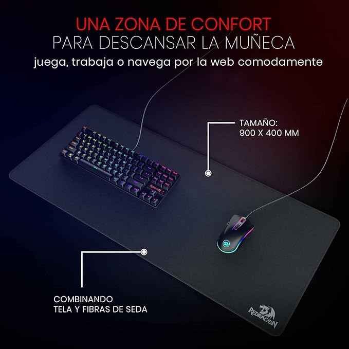 Redragon P032 Flick XL Mouse Pad with Stitched Edges Waterproof for Work Games Office Home