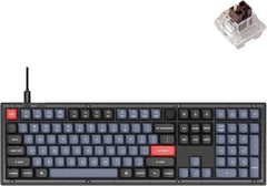 V6 Wired Custom Mechanical Keyboard Knob Version, Full-Size QMK/VIA Programmable with Hot-swappable Keychron K Pro Brown Switch Compatible with Mac Windows Linux (Frosted Black-Translucent)
