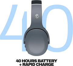 Crusher Evo Wireless Bluetooth Headphones with Multi-Sensory Bass, Noise Isolating Over-Ear Fit, Up to 40 Hours Battery, Microphone for iPhone Android - Chill Grey