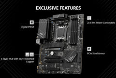 MSI PRO B650-P WiFi Motherboard with AMD Ryzen 5 7600X 6-Core Desktop Processor (AMD AM5, ATX, DDR5, PCIe 4.0)
