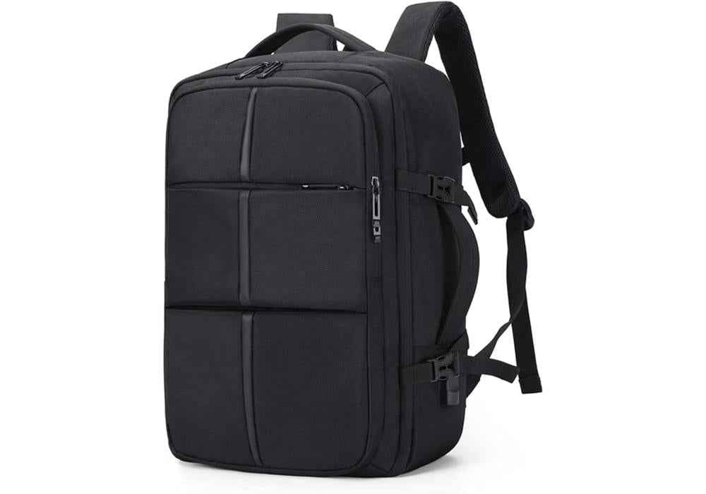Backpack Large Capacity Expandable Backpack Multifunction USB Charging Business Bag For Laptop Up to 17.6" Luggage Bag - Black