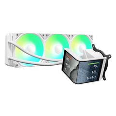 TRYX Panorama SE 360 (White) ARGB High- Preformance AIO CPU Liquid Cooler, 6.67" 2K 60Hz Curved 3D Amoled Rotatable Display, Customizable 3D Effect, Asetek Adela Pump w/ Daisy-Chain2 ARGB Fans | L-P360L-AM3M-G0W |