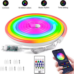 10M RGB-IC Neon LED Strip Light – 60+ dynamic lighting effects, Smart App & Remote Control with Music Sync, USB Powered, Flexible & IP68 Waterproof – ideal for gaming,home Decor,and parties