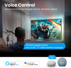 AVATTO The TV LED Backlight HDMI 2.0 Sync Box with 5m RGBIC LED Strip Light for 75-85 inch TV. Supports Voice Control with Alexa, Google Assistant and Smart Life App Remote Control