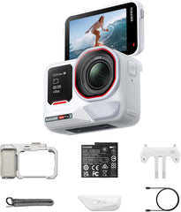 Ace Pro 2 Arctic White Limited Edition - Xplorer Bundle Moonlight Silver 8K Camera Co-Engineered with Leica, 1/1.3" Sensor, Dual AI Chip, Leading Low Light, Flip Screen & AI Editing