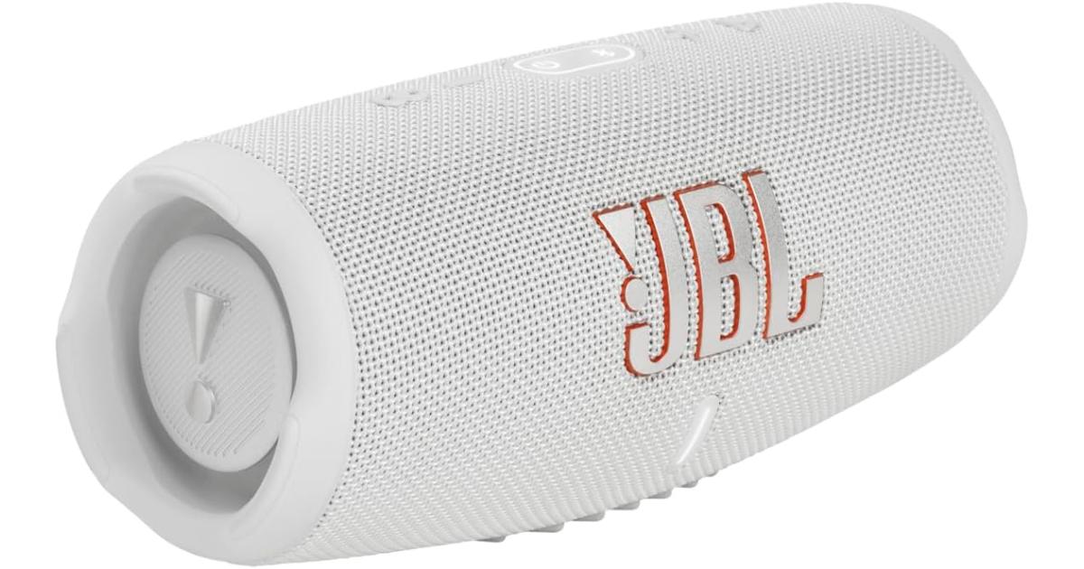 JBL Charge5 Splashproof Portable Bluetooth Speaker - White