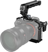 A7 III / A7R III Camera Cage Kit for Sony Alpha 7 III/Alpha 7R III, Full Cage with Top Handle for ARRI and Cable Clamp, Built-in Cold Shoe and NATO Rails - 4198