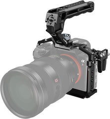 A7 III / A7R III Camera Cage Kit for Sony Alpha 7 III/Alpha 7R III, Full Cage with Top Handle for ARRI and Cable Clamp, Built-in Cold Shoe and NATO Rails - 4198