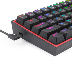 Redragon K616 Fizz Pro 60% Wirless /Wired RGB Gaming Keyboard, 61 Keys Compact Mechanical Keyboard Black, Linear Red Switch, Pro Driver/Software Supported