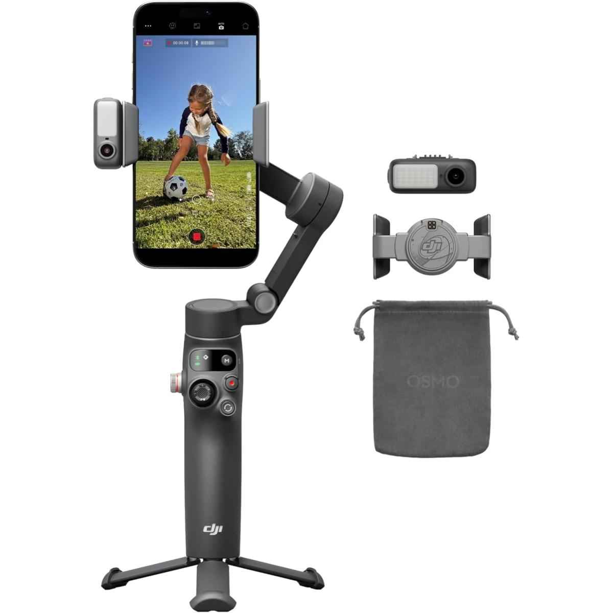 DJI Osmo Mobile 8 Gimbal Stabilizer for Phone, Native Tracking with Apple DockKit, 360° Pan Rotation, Built-in Extension Rod & Tripod, 10h Battery, Extension Rod, Foldable 3-Axis Stabilization | DJIOsmoMob8 |