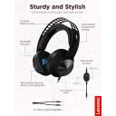 Lenovo Legion H300 Stereo Gaming Headset, Noise-Cancelling Mic, Memory Foam & PU Leather Earcups, Stainless Steel Headband, PC, PS4, Xbox One, Nintendo Switch, Mac, GXD0T69863, Black