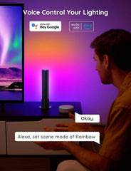 Smart LED Light Bars, Work with Alexa and Google Assistant, RGBICWW WiFi TV Backlights with Scene and Music Modes for Gaming, PC, Living Room Decoration, Black