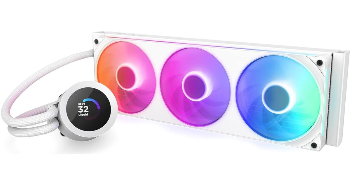 NZXT Kraken Plus 360 RGB (White) LCD Display All-In-One 360mm Liquid CPU Cooler w/ Enhanced Cold Plate, RPM, Static Pressure F360 RGB Core Single Frame Fan