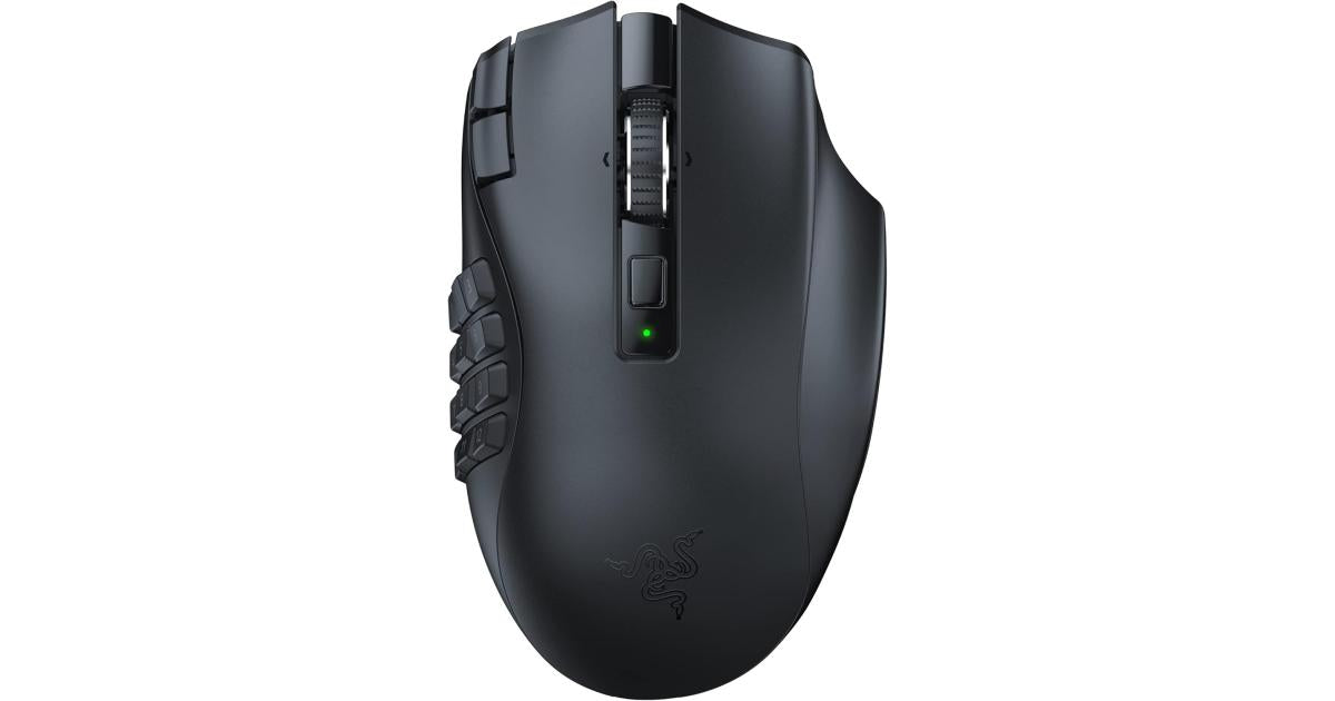 Razer Naga V2 HyperSpeed Wireless MMO Gaming Mouse, 400 Hr Battery, Black.