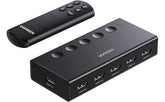UGREEN HDMI Switch 5 in 1 Out 4K@60Hz, HDMI Splitter with Remote 5 Port Switcher Selector Box Support 3D CEC HDR HDCP2.2 Compatible with PS5/4/3 Xbox Nintendo Switch Roku TV Fire Stick Black