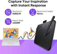 Deco 640 Drawing Tablet with 16384 Pressure Levels Sensitivity Battery-Free Stylus 6*4 Inch OSU Drawing Pad Graphic Tablet for Digital Drawing Teaching Designing Editing Work for PC Mac Android