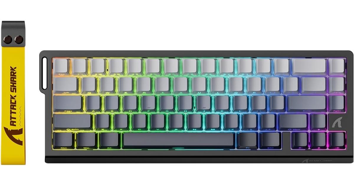 ATTACK SHARK X68 HE Rapid Trigger Mechanical Gaming Keyboard 60% Wired TKL with Adjustable Actuation,Hall Effect Magnetic Switch,8KHz Polling Rate,RGB Backlit,Top Mount,Side Printed Keycap(Moonlight)