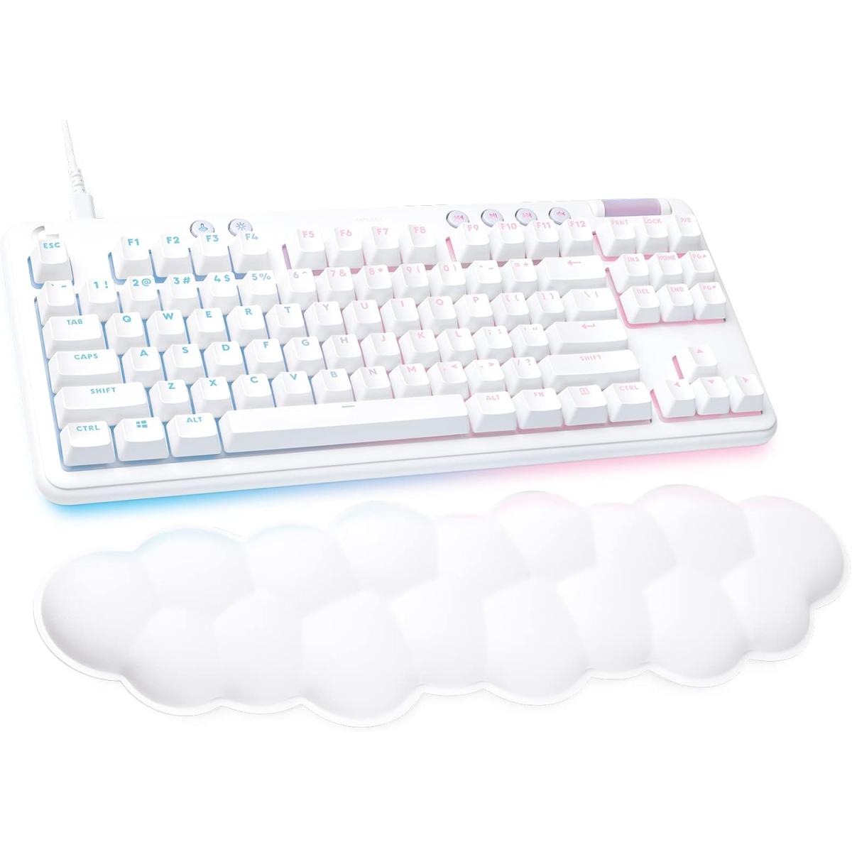 Logitech G713 Wired Mechanical Gaming Keyboard with LIGHTSYNC RGB Lighting, Tactile Switches (GX Brown), and Keyboard Palm Rest, PC and Mac Compatible - White Mist | G713 | Logitech G713 Wired Mechanical Gaming Keyboard with LIGHTSYNC RGB Lighting, Tactile Switches (GX Brown), and Keyboard Palm Rest, PC and Mac Compatible - White Mist | G713 |