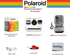 Go Generation 2 Instant Film mini Camera (White) Bundled with Polaroid GO Color Film Double Pack, Hard Carrying Case
