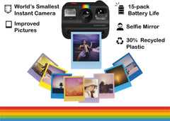 Go Generation 2 Instant Film mini Camera (Black) Bundled with Polaroid GO Color Film Double Pack, Hard Carrying Case, Lens Cleaning Cloth