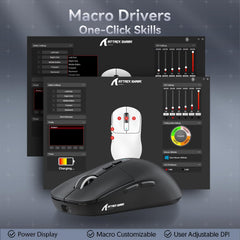 ATTACK SHARK X6 Lightweight Wireless Gaming Mouse with RGB Backlight Charging Base,Tri-Mode Wired/2.4GHz/BT5.2,26K DPI, 395 Optical PAW3Sensor,HUANO Switch,5programmable Buttons,PC/Mac(Black)