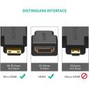 UGREEN Mini HDMI Male To HDMI Female Adapter, Gold Plated Compatible With Smartphones, Camcorder, Tablets and Cameras - Black