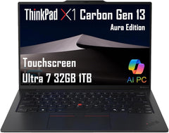 Lenovo ThinkPad X1 Carbon Gen 13 Aura Edition AI PC Laptop (14" FHD+ Touchscreen, Intel Core Ultra 7 255U, 32GB 8400MT/s RAM, 1TB SSD, (>i7-1355U)), Thunderbolt 4, Backlit, FP, IR Webcam, Win 11 Pro