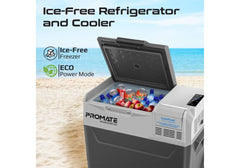 Promate Portable Mini Fridge, -20°C to 20°C Ice-Free Cooler with 52000mAh Multi-Port Power Bank, 2W LED Torch, 40L Capacity, 36H Cooling and 3-Way Recharging for Outdoor, Camping, PowerCooler-40