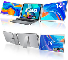 14" Laptop Screen Extender, FHD IPS Dual Screen Portable Monitor for Laptop, USB-C/HDMI Plug & Play Triple Screen Monitor Extender for 12"-16.5" Laptops, Compatible with Win and MacOS-S7,Gray