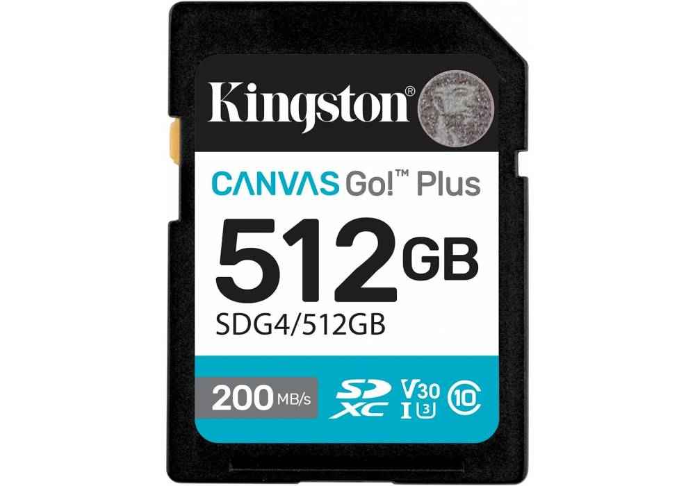 Kingston Canvas Go! Plus SD Memory Card (512GB) For DSLRs, Mirrorless Cameras & 4K Video Up to 200MB/s Read, 160MB/s Write