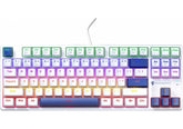 Machenike K500B-B87 75% TKL Mechanical Wired Gaming Keyboard, 87 Keys Compact Hot Swappable Linear Blue Switch with Number Pad, Dynamic RGB Backlit, Anti-Ghosting, Double-Shot PBT Keycaps, White/Blue