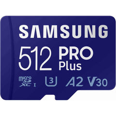 Samsung PRO Plus microSD Memory Card + Adapter, 512GB microSDXC, Up to 180 MB/s, Full HD & 4K UHD, UHS I, C10, U3, V30, A2, for Android Smartphones, Tablets, GoPRO, and DJI Drone (MB MD512SA/AM) | MB MD512SAAM |