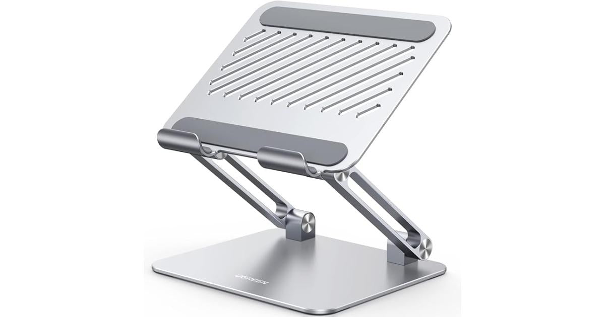 UGREEN Tablet Stand Holder for Desk Dual Rod Support Aluminum Tablet Holder Adjustable Dock Multi-Angle